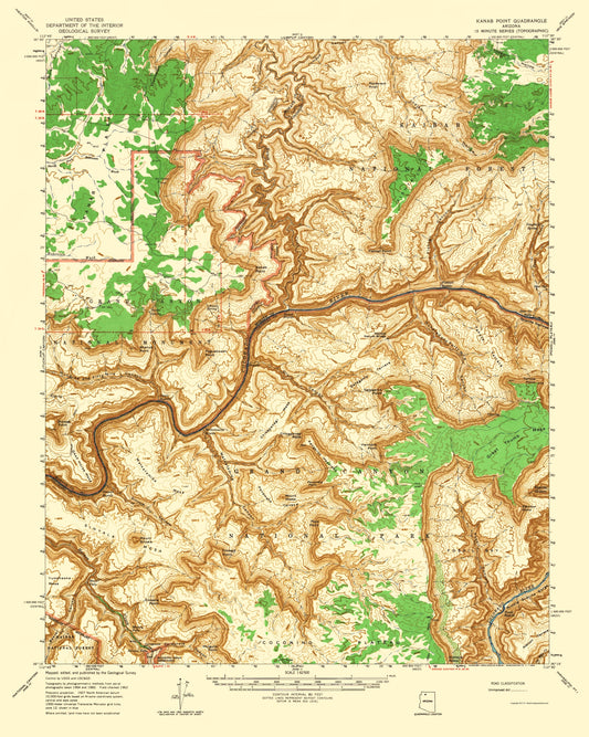 Topographical Map - Kanab Point Arizona Quad - USGS 1964 - 23 x 28.76 - Vintage Wall Art