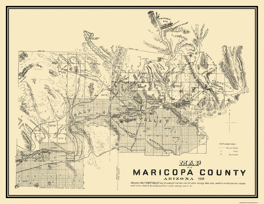 Historic County Map - Maricopa County Arizona - 1889 - 29.75 x 23 - Vintage Wall Art