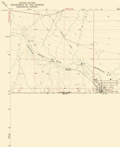 Topographical Map - Naco Arizona Quad - USGS 1958 - 23 x 28.09 - Vintage Wall Art