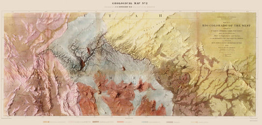 Topographical Map - Arizona Nevada Colorado River Geological - Floyd 1858 - 23 x 47.94 - Vintage Wall Art