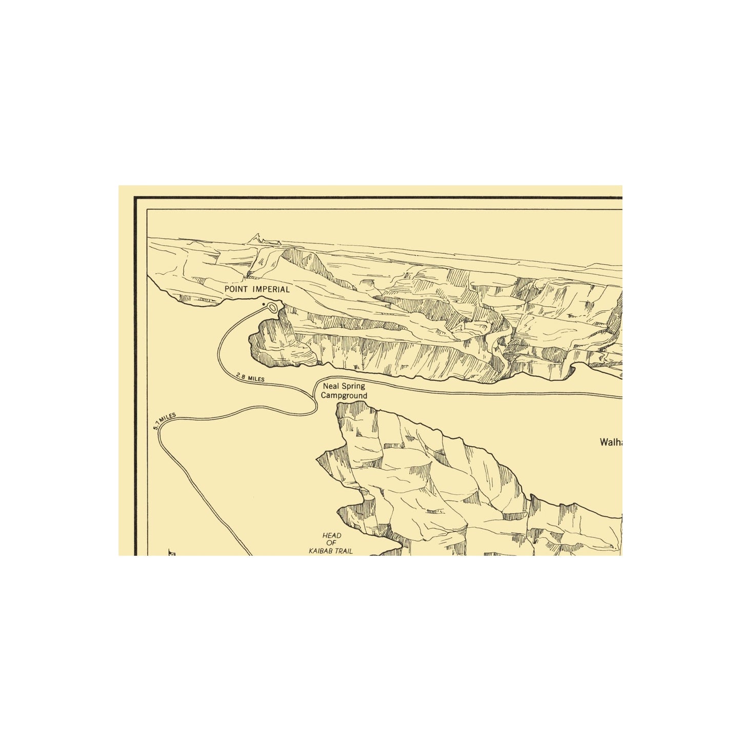 Historic State Map - Grand Canyon North Rim Guide - US Park Services 1955 - 23 x 31 - Vintage Wall Art