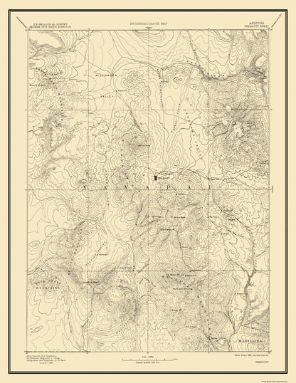 Topographical Map - Prescott Arizona Sheet - USGS 1892 - 23 x 29.76 - Vintage Wall Art