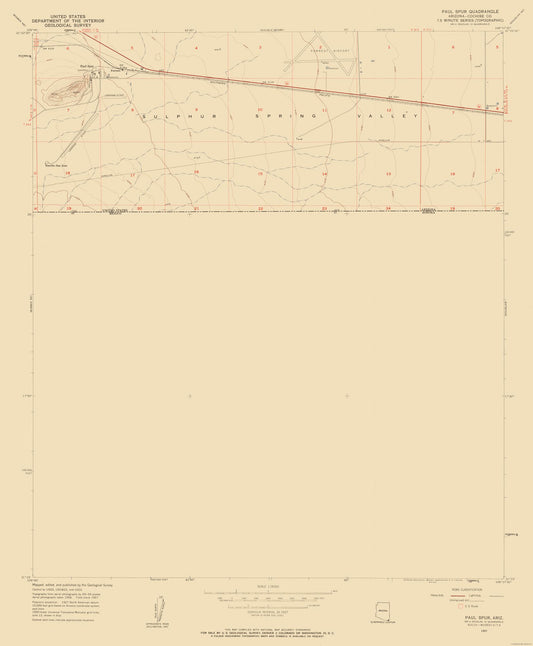 Topographical Map - Paul Spur Arizona Quad - USGS 1957 - 23 x 27.88 - Vintage Wall Art