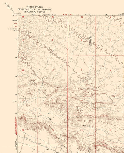 Topographical Map - North East Smith Creek Arizona Quad - USGS 1967 - 23 x 28.33 - Vintage Wall Art