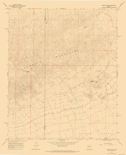 Topographical Map - Smith Creek Arizona Quad - USGS 1967 - 23 x 28.28 - Vintage Wall Art