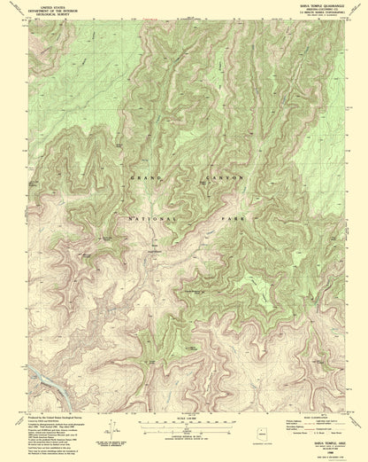 Topographical Map - Shiva Temple Arizona Quad - USGS 1988 - 23 x 28.82 - Vintage Wall Art