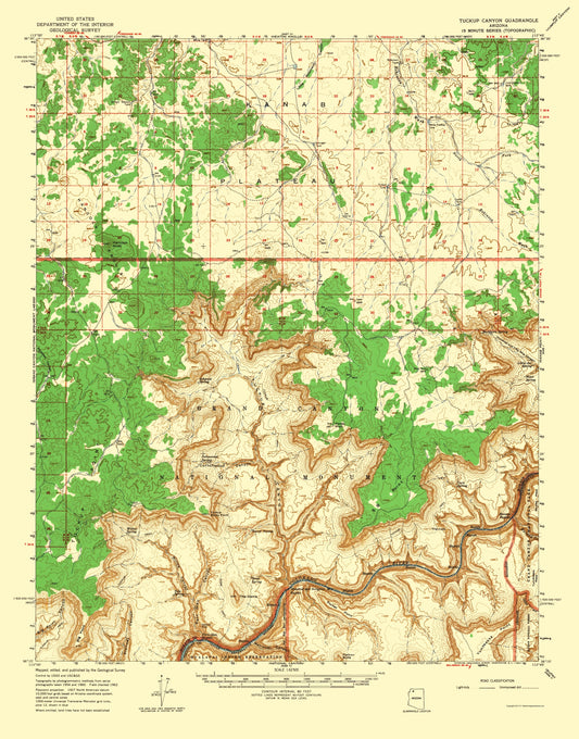 Topographical Map - Tuckup Canyon Arizona Quad - USGS 1962 - 23 x 29.32 - Vintage Wall Art