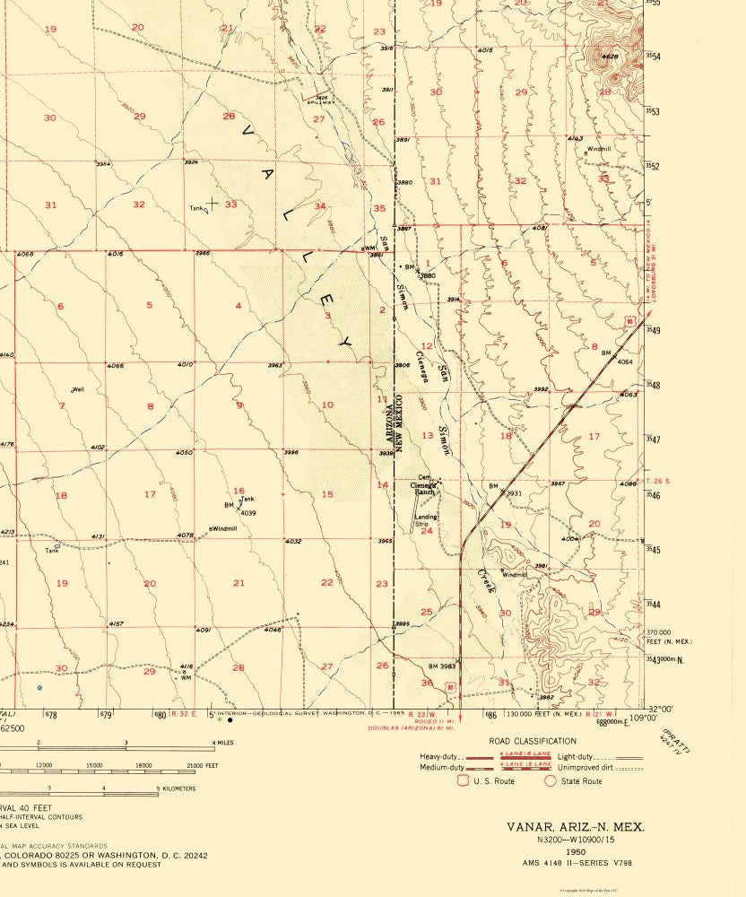 Topographical Map - Vanar Arizona Quad - USGS 1950 - 23 x 27.63 - Vintage Wall Art