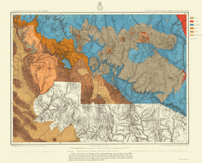 Topographical Map - Arizona West Central Geographical Sheet - US Army 1872 - 23 x 28.46 - Vintage Wall Art