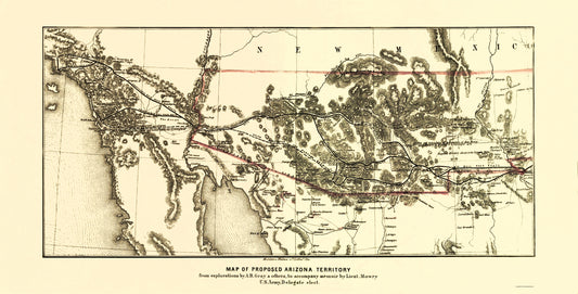 Historic State Map - Arizona Territory - Wallace 1857 - 23 x 45.31 - Vintage Wall Art