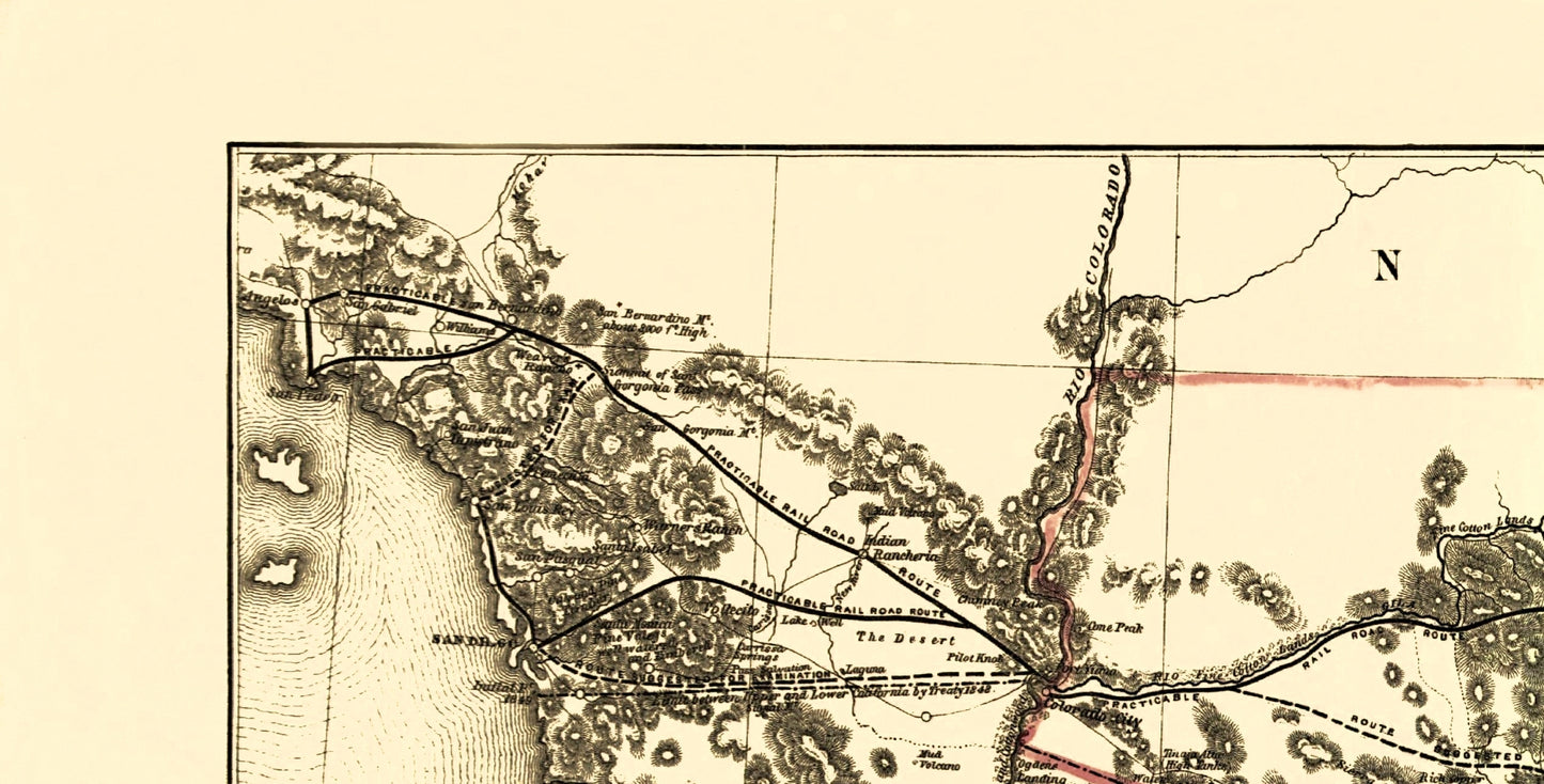 Historic State Map - Arizona Territory - Wallace 1857 - 23 x 45.31 - Vintage Wall Art