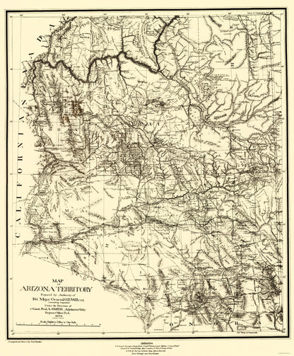 Historic State Map - Arizona - Riecker 1879 - 23 x 27.84 - Vintage Wall Art