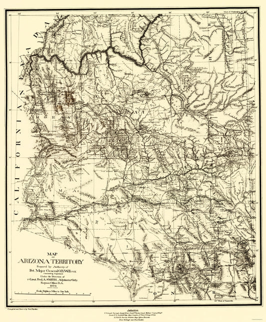 Historic State Map - Arizona - Riecker 1879 - 23 x 27.84 - Vintage Wall Art