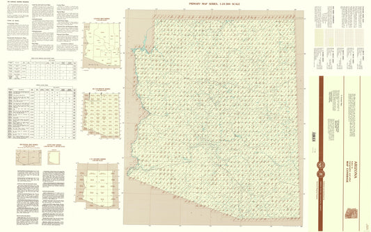 Topographical Map - Arizona Index - USGS 1997 - 23 x 36.66 - Vintage Wall Art