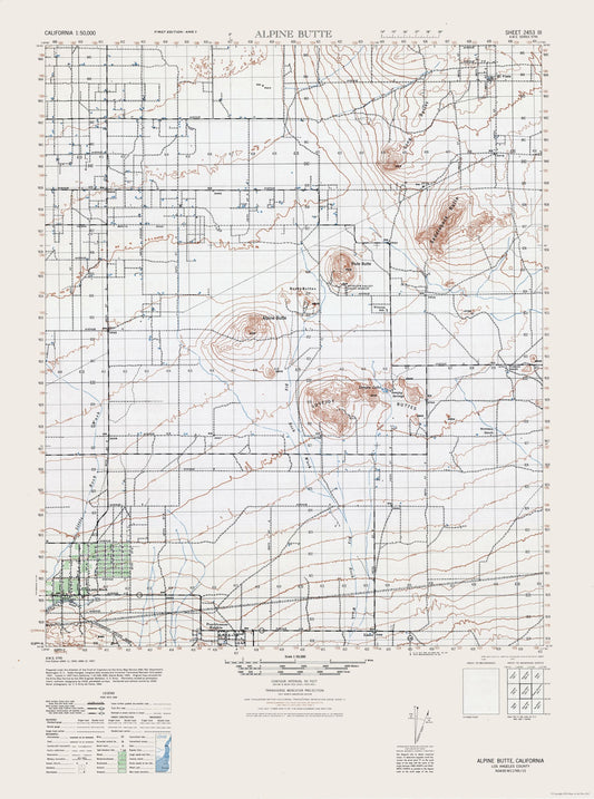 Topographical Map - Alpine Butte Sheet - US Army 1943 - 23 x 30.95 - Vintage Wall Art