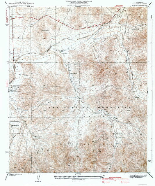 Topographical Map - Acton California Quad - USGS 1939 - 23 x 27.55 - Vintage Wall Art