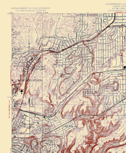 Topographical Map - Alhambra California Quad - USGS 1926 - 23 x 27.81 - Vintage Wall Art