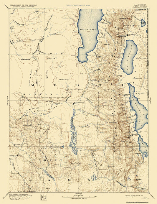 Topographical Map - Alhambra California Sheet - USGS 1892 - 33.44 x 23 - Vintage Wall Art