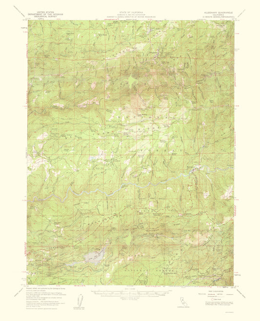 Topographical Map - Alleghany California Quad - USGS 1959 - 23 x 28.44 - Vintage Wall Art