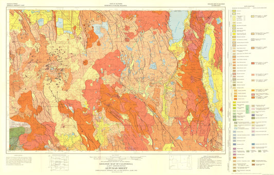 Historic Mine Map - Alturas California Geologic Sheet - Gay 1956 - 35.92 x 23 - Vintage Wall Art