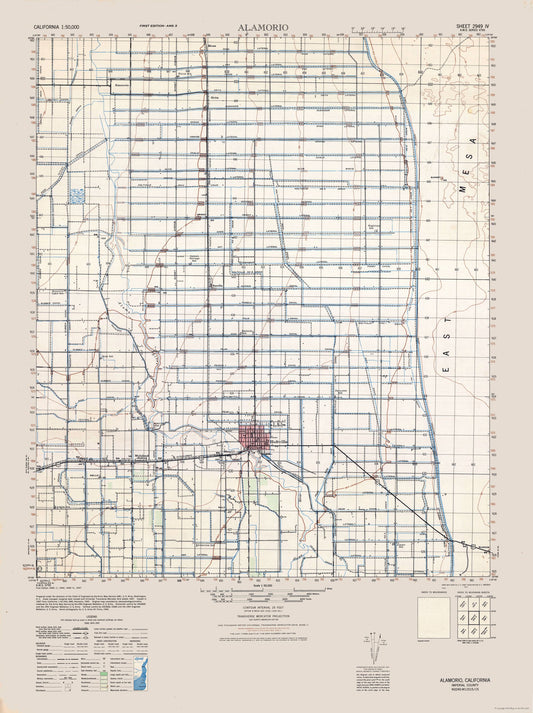 Topographical Map - Alamorio Sheet - US Army 1944 - 23 x 30.75 - Vintage Wall Art