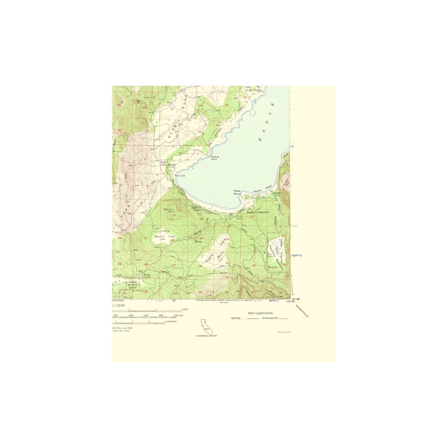 Topographical Map - Antelope Mountain California Quad - USGS 1963 - 23 x 28.38 - Vintage Wall Art