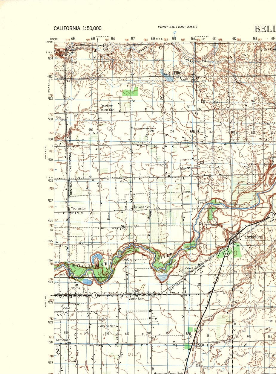 Topographical Map - Bellota Sheet - US Army 1942 - 23 x 31.09 - Vintage Wall Art