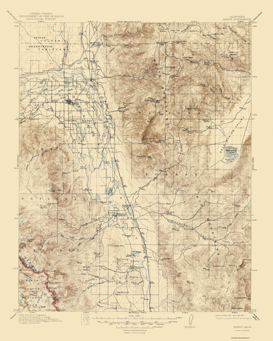 Topographical Map - Bishop California - USGS 1913 - 23 x 28.64 - Vintage Wall Art