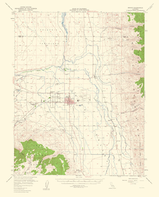 Topographical Map - Bishop California Quad - USGS 1963 - 23 x 28.51 - Vintage Wall Art