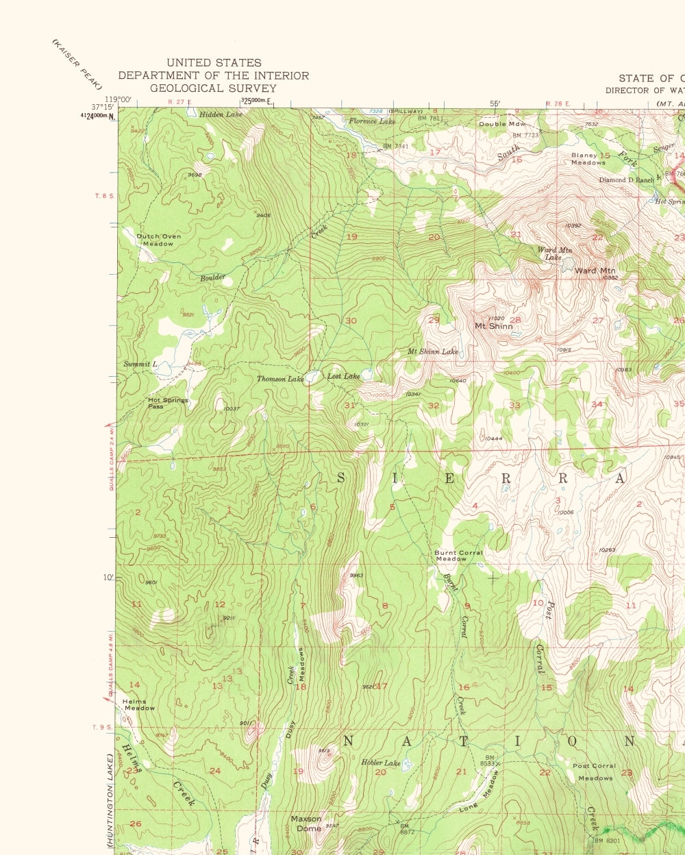 Topographical Map - Blackcap Mountain California Quad - USGS 1962 - 23 x 28.71 - Vintage Wall Art