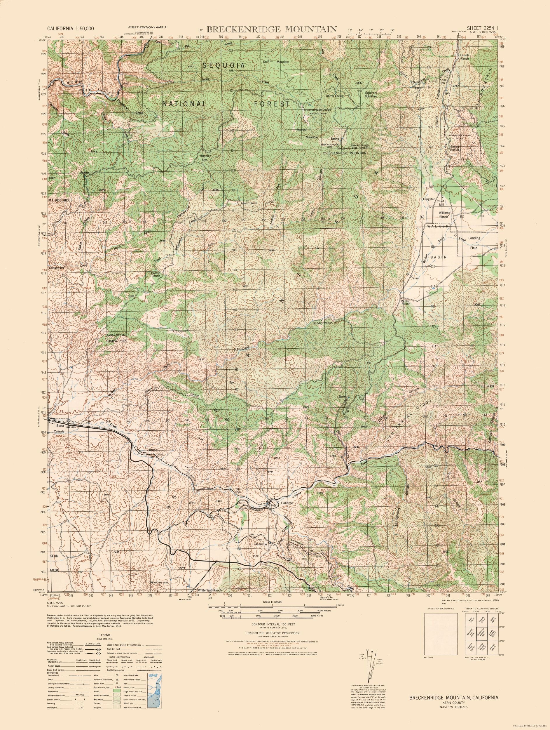 Army Ridge Map View Topographical Map - Breckenridge Mountain Sheet - US Army 1943 - Vinta ...