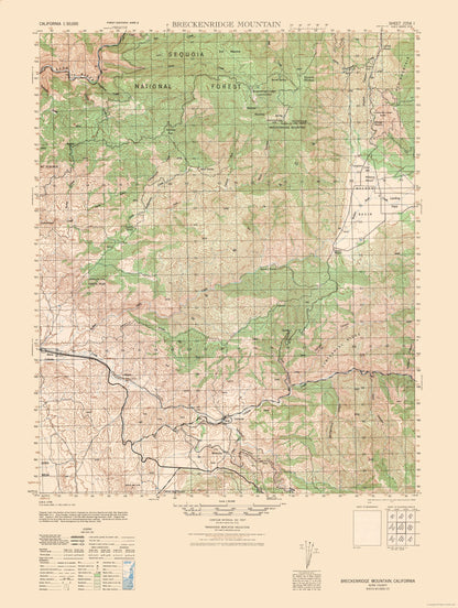 Topographical Map - Breckenridge Mountain Sheet - US Army 1943 - 23 x 30.50 - Vintage Wall Art