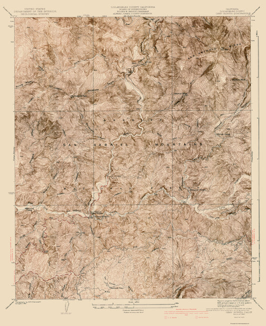 Topographical Map - Camp Bonita California Quad - USGS 1940 - 23 x 28.23 - Vintage Wall Art