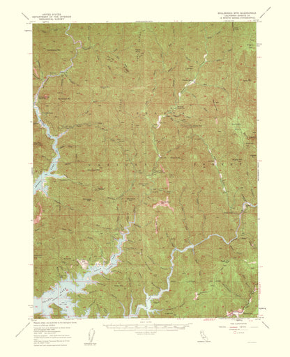 Topographical Map - Bollibokka Mountain California Quad - USGS 1959 - 23 x 28.34 - Vintage Wall Art