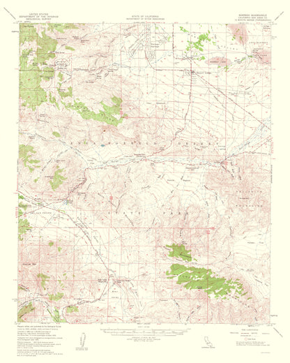 Topographical Map - Borrego California Quad - USGS 1961 - 23 x 28.73 - Vintage Wall Art