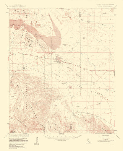 Topographical Map - Borrego Mountain California Quad - USGS 1961 - 23 x 28.28 - Vintage Wall Art