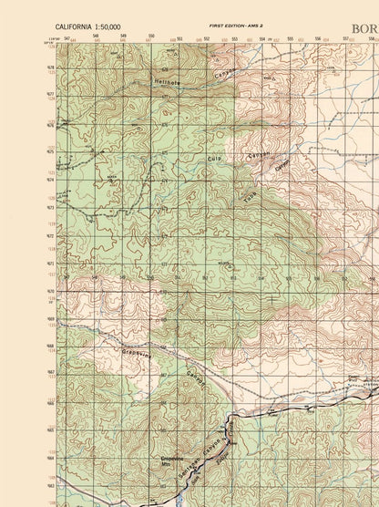 Topographical Map - Borego Sheet - US Army 1942 - 23 x 30.74 - Vintage Wall Art