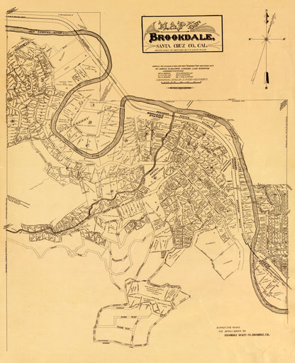 Historic City Map - Brookdale California - Baldwin 1910 - 23 x 28.29 - Vintage Wall Art