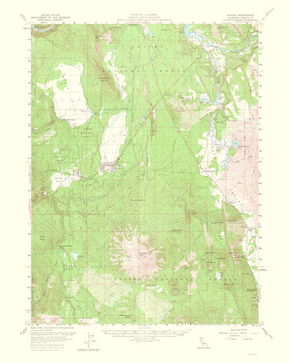 Topographical Map - Burney California Quad - USGS 1964 - 23 x 28.78 - Vintage Wall Art