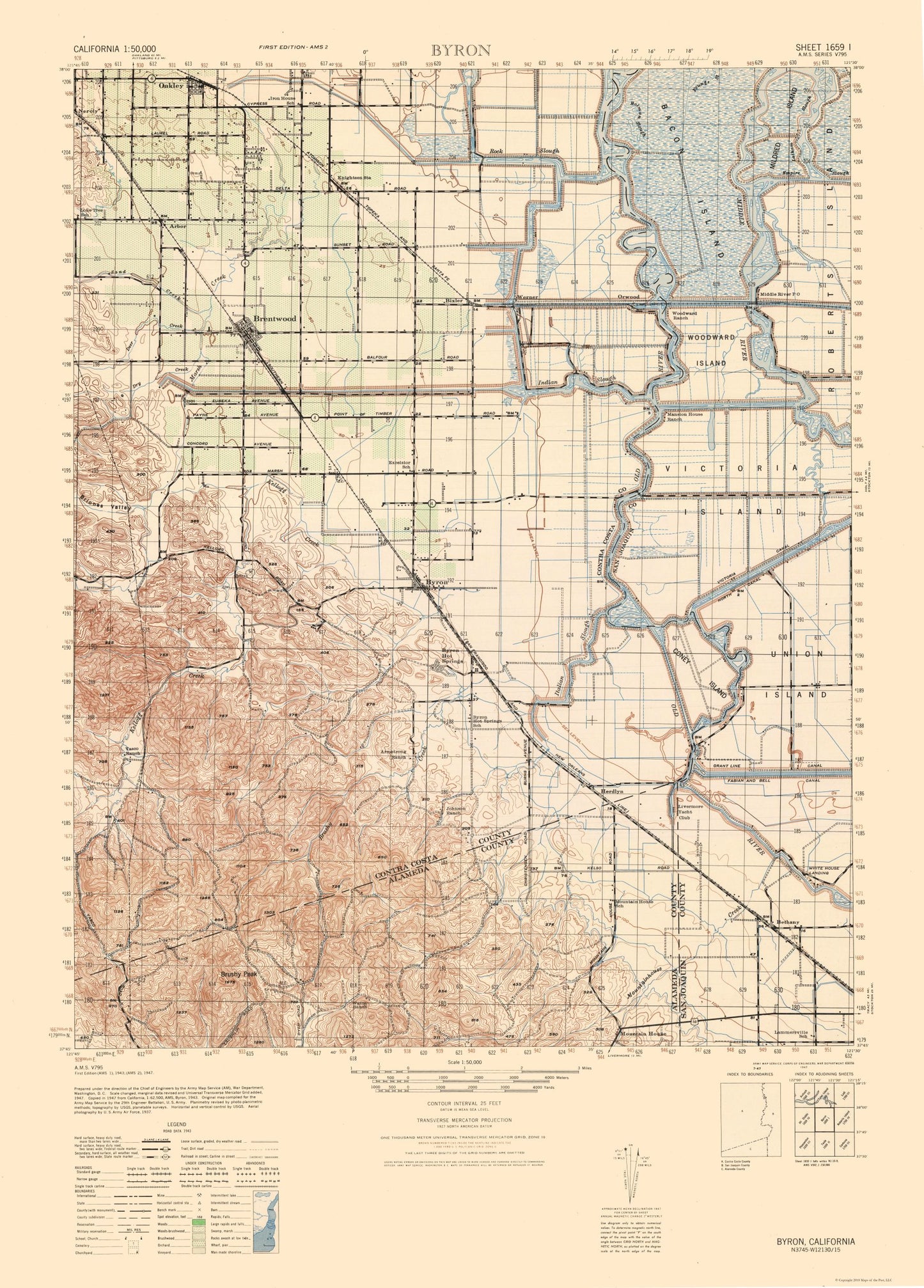 Topographical Map - Byron Sheet - US Army 1943 - 23 x 32.05 - Vintage Wall Art