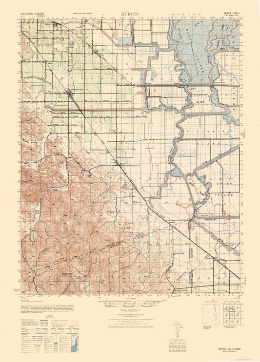 Topographical Map - Byron Sheet - US Army 1943 - 23 x 32.05 - Vintage Wall Art