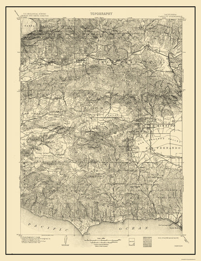 Topographical Map - Camulos California Quad - USGS 1903 - 23 x 29.75 - Vintage Wall Art