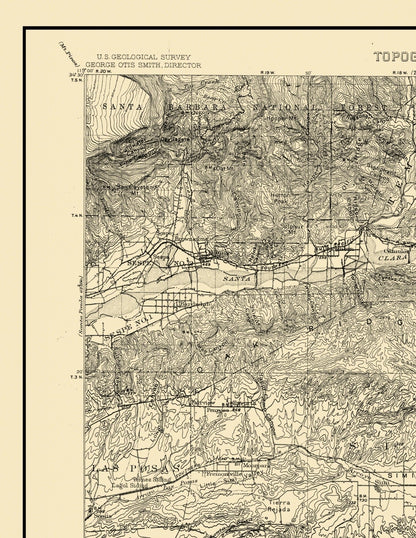 Topographical Map - Camulos California Quad - USGS 1903 - 23 x 29.75 - Vintage Wall Art