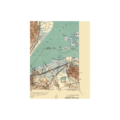 Topographical Map - Carquinez Straight California - US Army 1940 - 23 x 28.37 - Vintage Wall Art