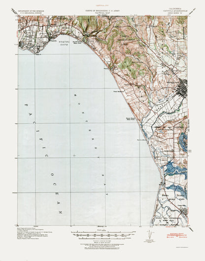 Topographical Map - Capitola California Quad - USGS 1940 - 23 x 29.25 - Vintage Wall Art