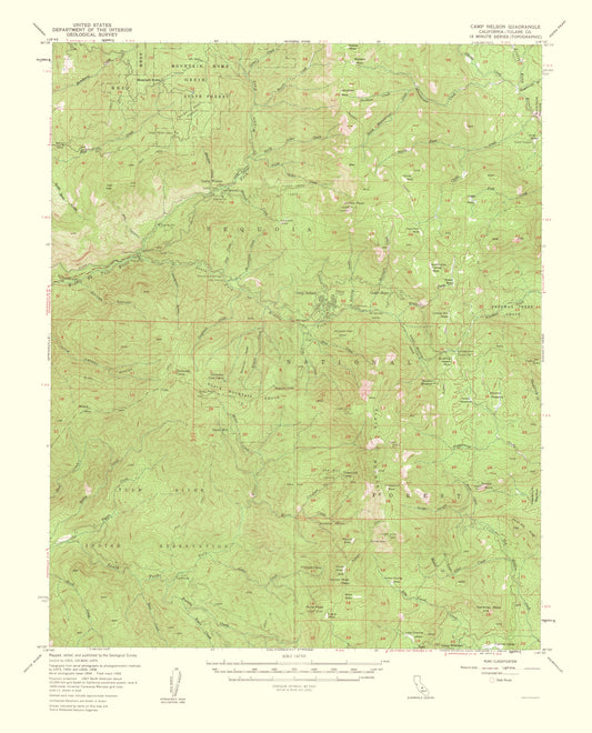 Topographical Map - Camp Nelson California Quad - USGS 1962 - 23 x 28.47 - Vintage Wall Art