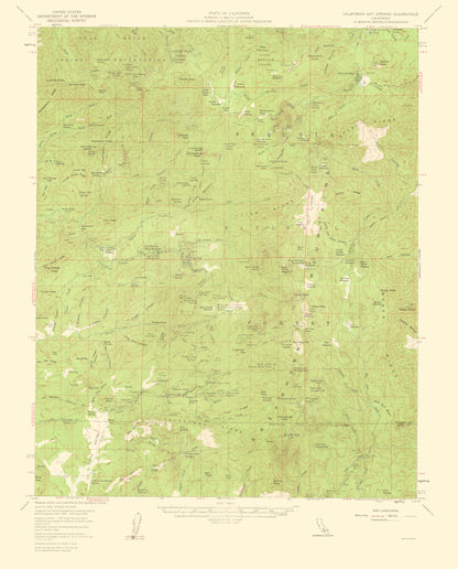 Topographical Map - Hot Springs California Quad - USGS 1959 - 23 x 28.53 - Vintage Wall Art