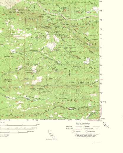 Topographical Map - Camino California Quad - USGS 1964 - 23 x 28.75 - Vintage Wall Art
