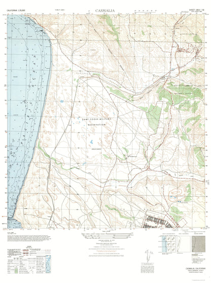 Topographical Map - Casmalia Sheet - US Army 1947 - 23 x 30.79 - Vintage Wall Art