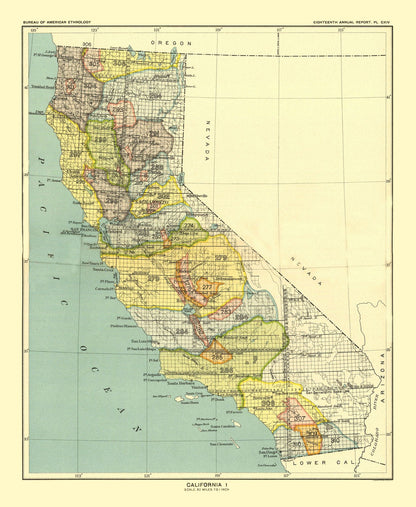 Historic State Map - California - Hoen 1896 - 23 x 28.04 - Vintage Wall Art